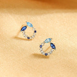 Mini Crystal Circle Pierced Earrings