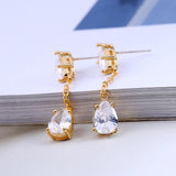 Silver Crystal Pear Drop Earrings