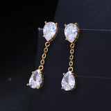 Silver Crystal Pear Drop Earrings