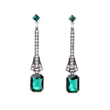 Green Crystal Antique-cut Drop Earrings