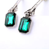 Green Crystal Antique-cut Drop Earrings