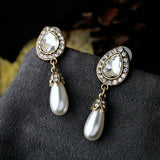 Crystal & Pearl Antique Style Drop Earrings