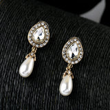 Crystal & Pearl Antique Style Drop Earrings