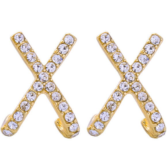 Gold Sparkle Cross Stud Earrings