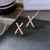 Gold Sparkle Cross Stud Earrings