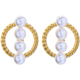 Gold Pearl Stud Earrings