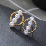 Gold Pearl Stud Earrings