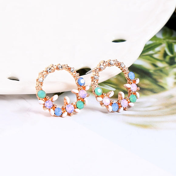 Mini Crystal Circle Pierced Earrings