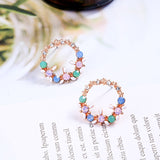 Mini Crystal Circle Pierced Earrings